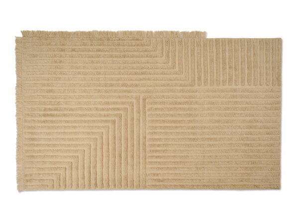 Vlnený koberec Crease, malý – pieskový