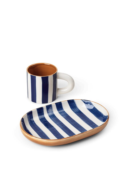Detský set šálka a tanierik Milu Snack Set – modrý