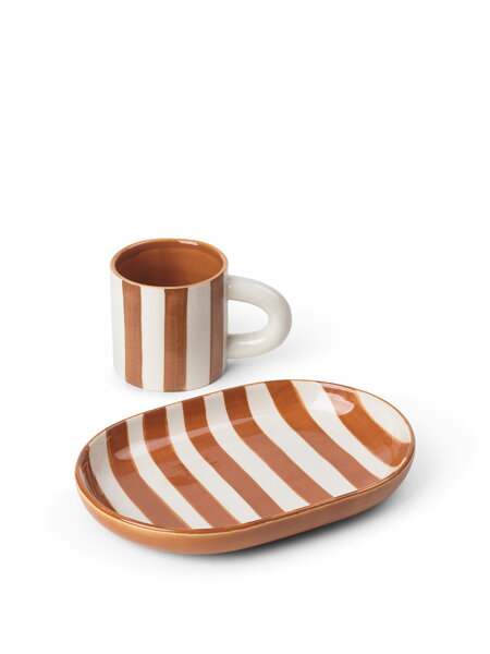 Detský set šálka a tanierik Milu Snack Set – terracotta