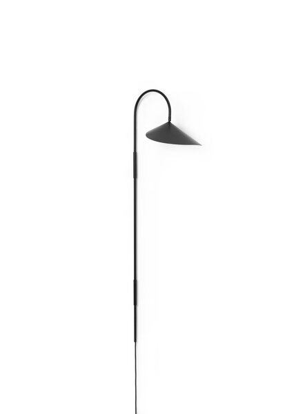 Nástenná otočná lampa Arum, vysoká – čierna