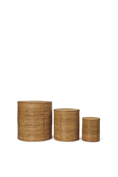 Ratanový kôš Column Storage, set 3 ks – prírodný