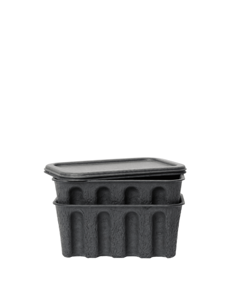 Paper Pulp Box z buničiny, malý, set 2 ks – čierny