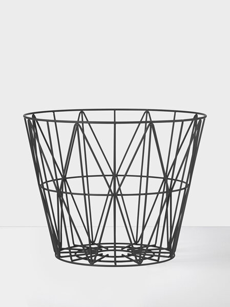 Drôtený kôš Wire Basket, stredný – čierny