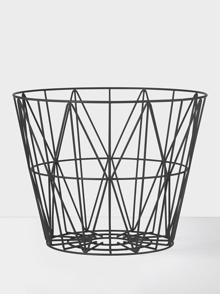 Drôtený kôš Wire Basket, veľký – čierny