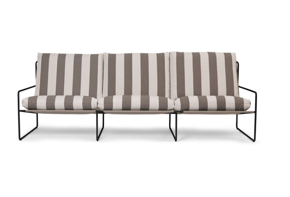 Pohovka Desert Stripe, 3-miestna – hnedá/čierna