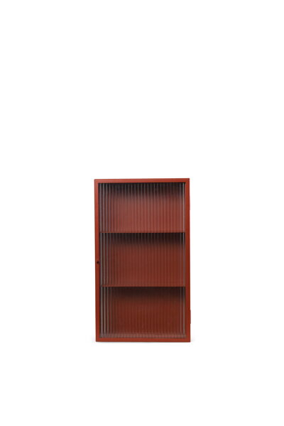 Nástenná skrinka Haze Reeded, vlnité sklo – červená