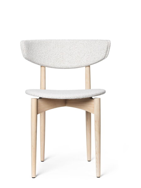 Celočalúnená jedálenská stolička Herman Soft Bouclé – biely buk/sivobiela
