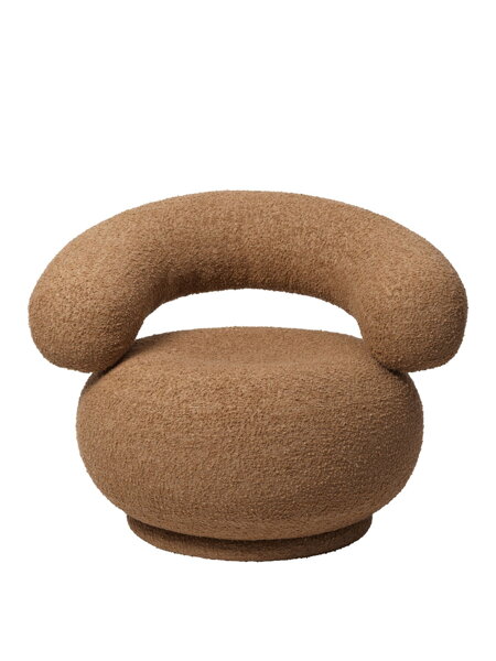 Kreslo Orbo Raw Bouclé – hnedé