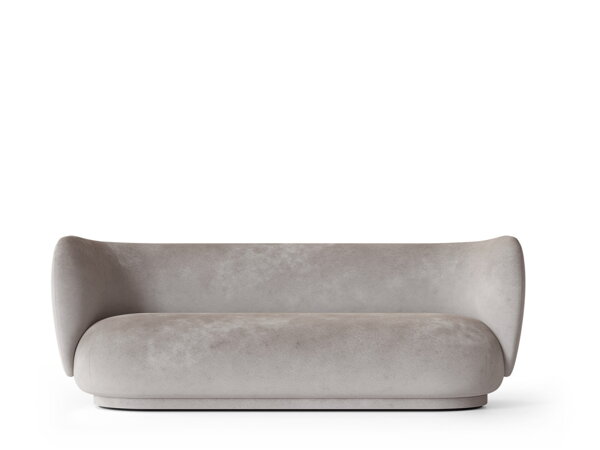 Pohovka Rico Faded Velvet Concrete, 3-miestna – sivá