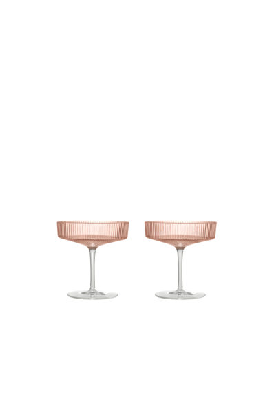 Poháre na šampanské Ripple, set 2 ks – svetloružové