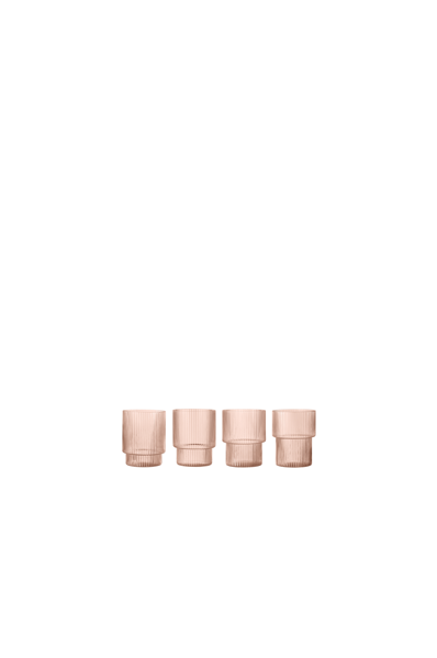 Poháre Ripple, set 4 ks – svetloružové