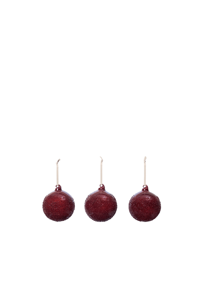 Flurry Glass Baubles karácsonyi díszek, Picante Red, L, 3 db-os szett – sötétpiros
