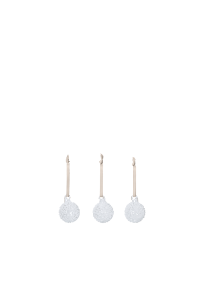 Flurry Glass Baubles karácsonyi díszek, White, S, 3 db-os szett – fehér