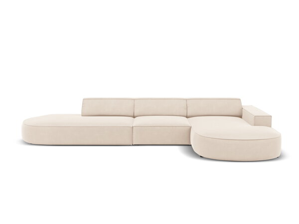 Zaoblená sedačka Jodie 342 cm, 4-miestna, pravý roh – svetlá béžová