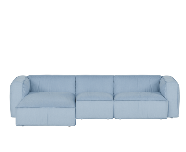 Rohová sedačka Lobi Baby Blue Corduroy, 4-miestna – svetlomodrá
