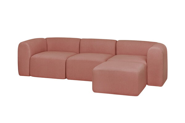 Pohovka Flom Pink Clay, 3-miestna rohová – ružová