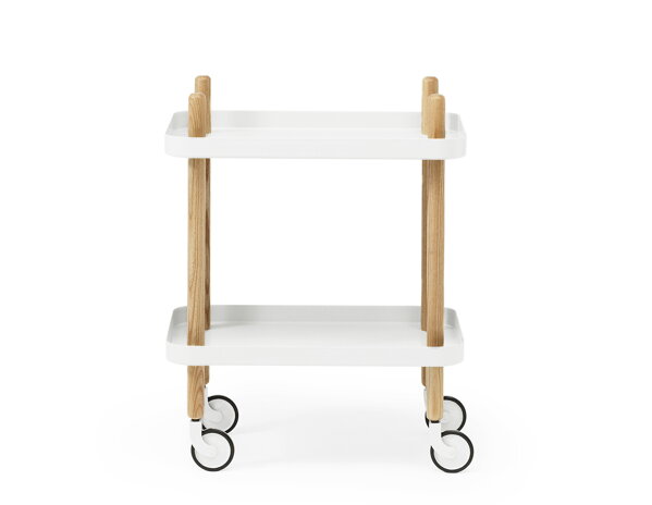 Príručný stolík Block Table – biely/jaseň