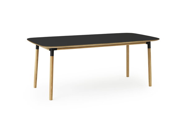 Stôl Form, obdĺžnikový, 95x200 cm – čierny/dub