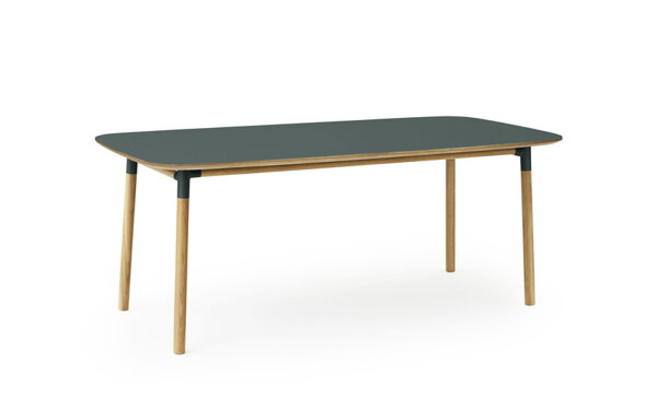 Stôl Form, obdĺžnikový, 95x200 cm – zelený/dub