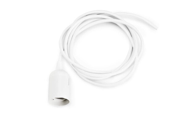 Biely kábel s objímkou pre závesné svietidlá, 2,5 m