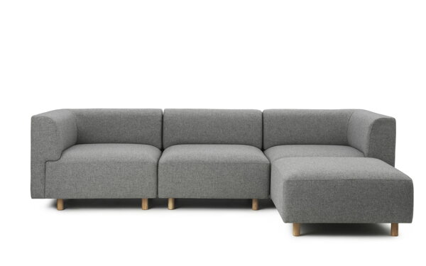 Modulárna sedačka Redo W. Pouf Hallingdal, 3-miestna – sivá/dub