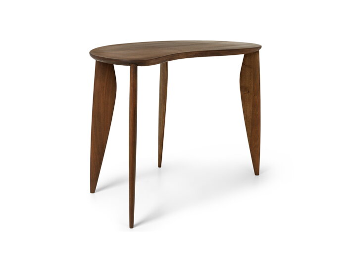 Dizajnový stolík z orechového dreva v elegantnom organickom tvare