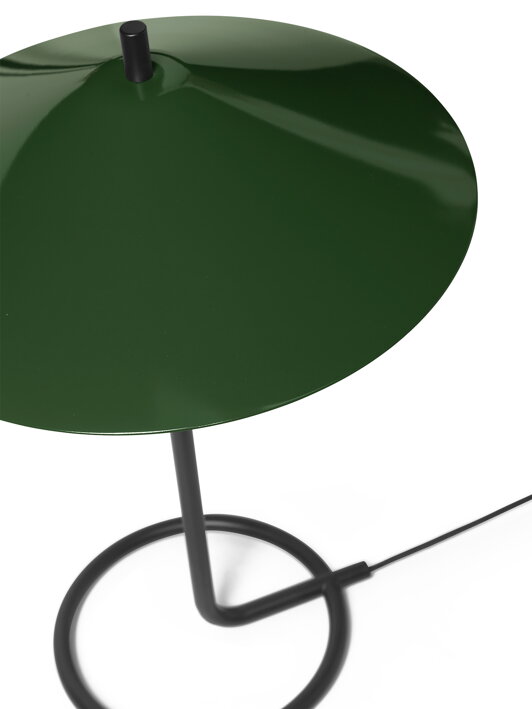 Kovová stolová lampa s tmavozeleným tienidlom