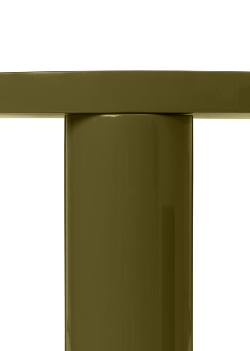 Lesklý olivový okrúhly stolík