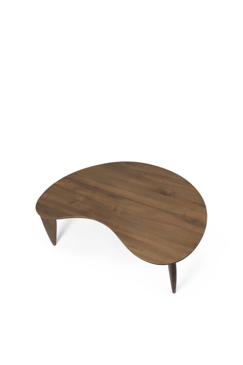 Dizajnový konferenčný stolík z orechového dreva v elegantnom organickom tvare