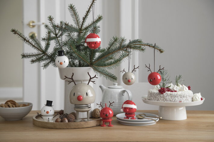 Vianočné dekoračné figúrky Hoptimist na pružine a visiace ozdoby na vetvičkách