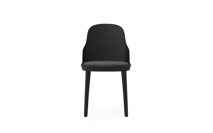 Čierna jedálenská stolička z odolného plastu a s čalúneným sedákom