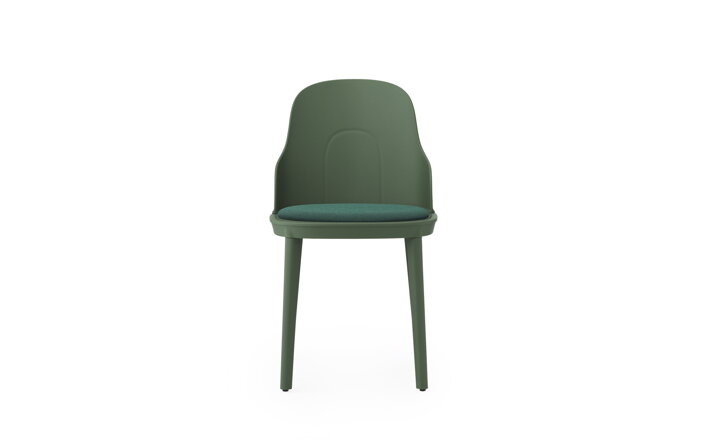 Detail jedálenskej stoličky v zelenej farbe s čalúneným sedákom