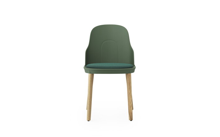 Jedálenská stolička so zeleným čalúnením a s dubovými nohami