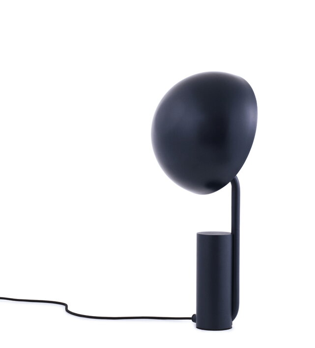 Tmavomodrá dizajnová stolová lampa s otočným tienidlom
