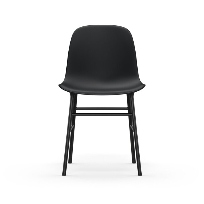 Jedálenská stolička čiernej farby s oceľovými nohami