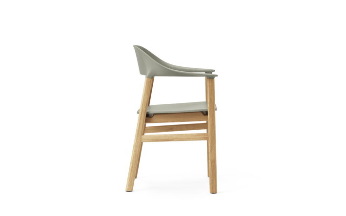 Detail bočnej strany zelenej stoličky s podrúčkami