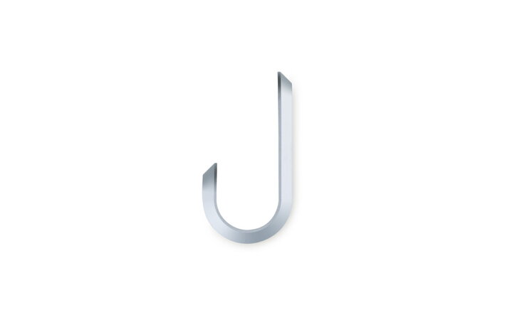 Matný strieborný háčik Curve Mini v tvare písmena "J"