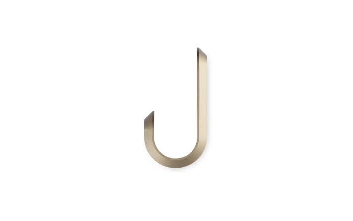 Matný zlatý háčik Curve Mini v tvare písmena "J"