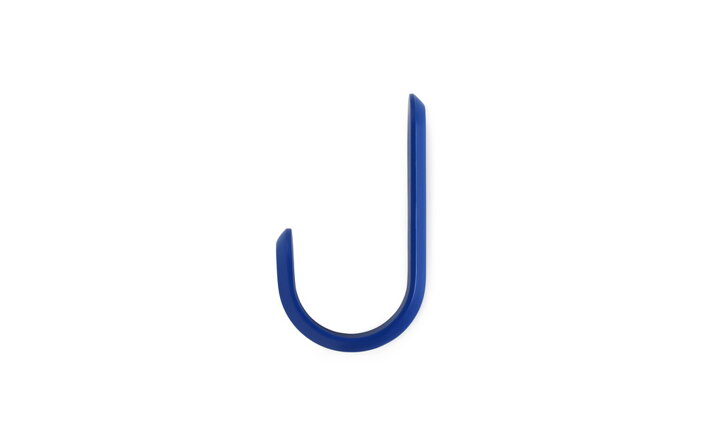 Veľký modrý háčik na oblečenie z jaseňového dreva v tvare písmena "J"