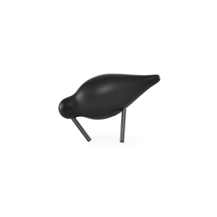 Elegantná dekoračná figúrka malého vtáčika z čierneho dubu s čiernymi nohami