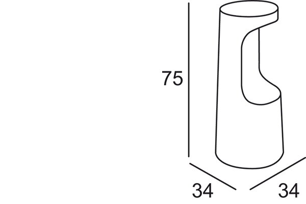 Technický nákres 3D rozmery vysokej barovej stoličky Fura
