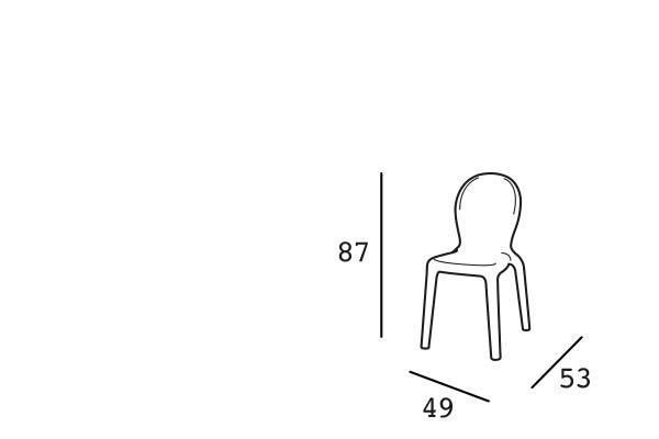 Technický nákres 3D rozmery stoličky Chloé