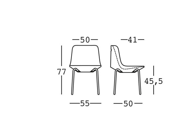 Technický nákres 2D rozmery stoličky Planet