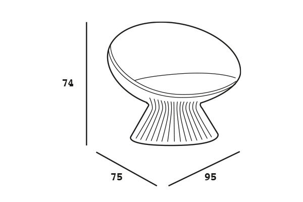 Technický nákres 3D rozmery exteriérového kresla s osvetlením Fade