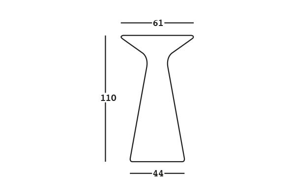 Technický nákres 2D rozmery vysokého stola Fade