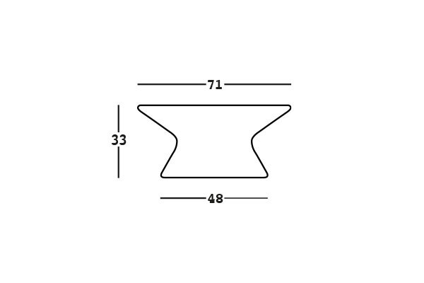 Technický nákres 2D rozmery konferenčného stolíka Fade