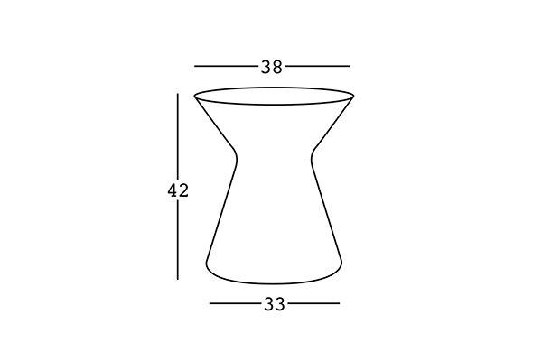 Technický nákres 2D rozmery nízkeho príručného stolíka Fade