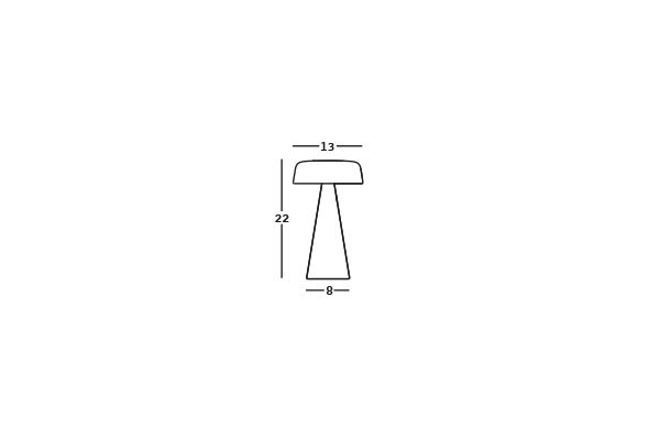 Technický nákres 2D rozmery nízkej stolovej lampy Fade