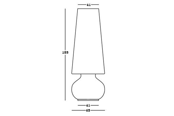 Technický nákres 2D rozmery veľkej vonkajšej lampy Fade