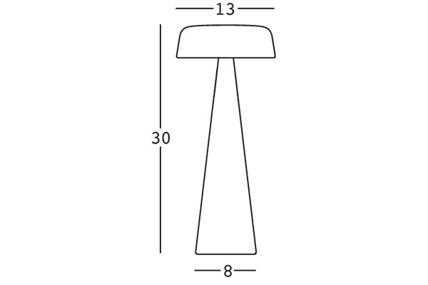 Technický nákres 2D rozmery vysokej stolovej lampy Fade